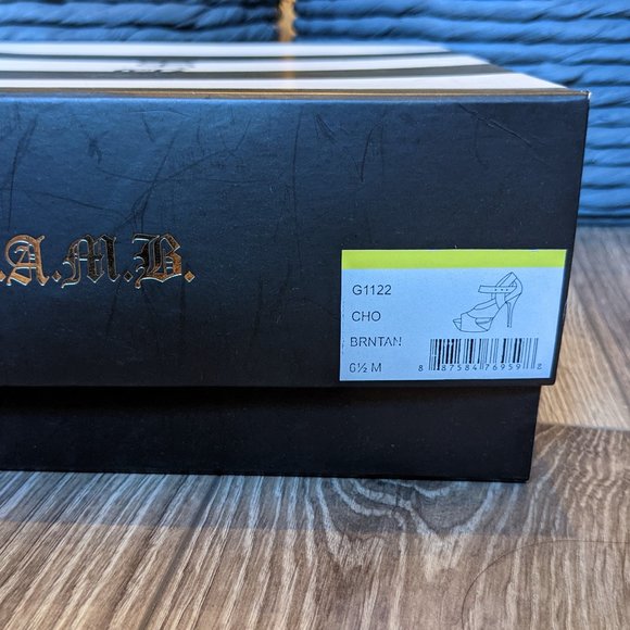 NIB (W6.5) - L.A.M.B Cho Snakeskin + Suede Platform Sandal - Picture 9 of 9